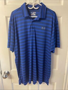 Under Armour Heatgear loose fit striped golf polo shirt men’s size 2X